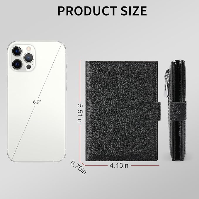 Passport Holder Wallet for Women,RFID Blocking Zippered Coins Pocket and Cash Slot Slim Compact Travel Wallet Passport Cover Case