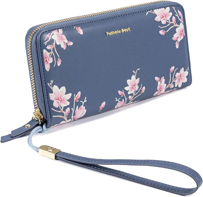 Pomelo Best Womens Wallet RFID Blocking Leather Multi Credit Card Large Capacity Wristlet Zip Around Long Wallets for Lady