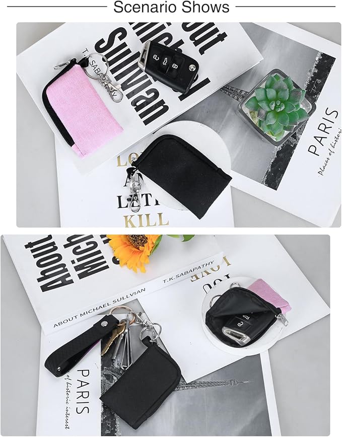 Meiiy Car Key Fob Cover,Car Key Holder Keychain Car Key Case Car Key Sleeve Pouch Small Zipper Bag With Keychain