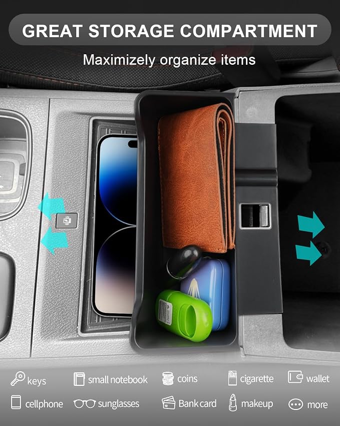 CDEFG for 2026 Nissan Frontier Center Console Organizer Tray for 2022-2025 2026 Nissan Frontier (S/SV/Pro-X/Pro-4X/SL) Accessories Middle Console Armrest Hanging Storage Box