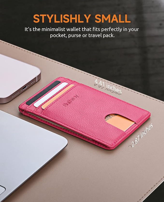 Buffway Mens Slim Wallet, Minimalist Thin Front Pocket Leather Credit Card Holder with RFID Blocking for Work Travel | Minimalist, Thin, Front Pocket, Credit Card Holder, RFID Blocking, for Work Travel