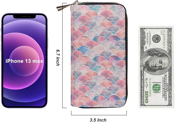 Cellphone Wallet for Women Dual Zipper Long Purse with Removable Wristlet