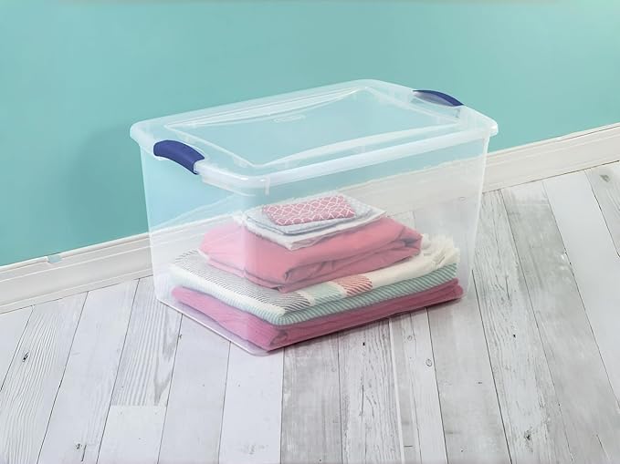 (2pack) 66 Quart Clear Plastic Storage Bins with Latch Lid, Extra Large Stackable Storage Containers for Home Organization, Heavy-Duty Plastic Storage Totes for Clothes, Blankets, Seasonal Items