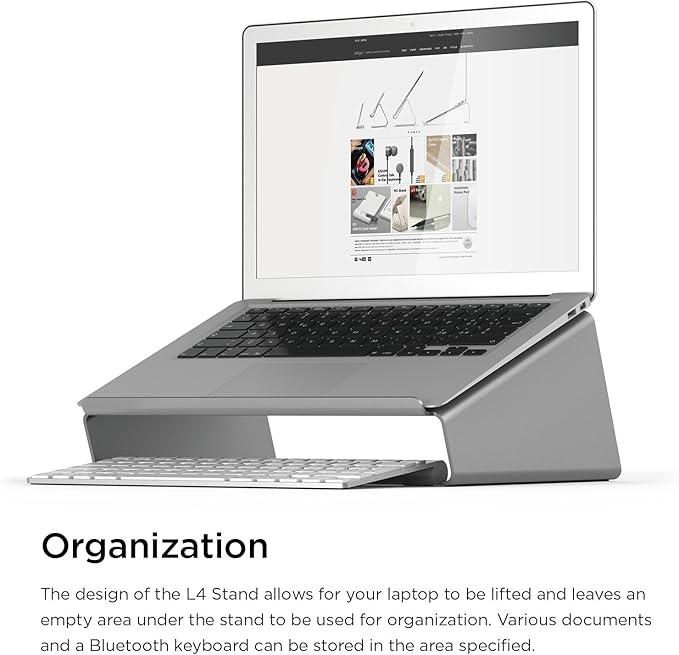 elago L4 Stand - [Desk Organization][Prevents Bad Posture][Natural Heat Sink] - for Laptop Computers (Dark Grey)