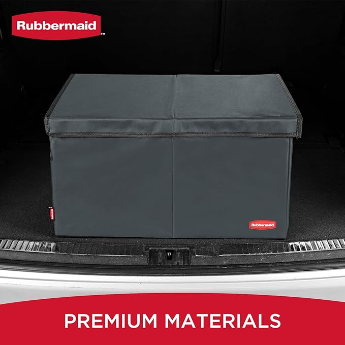 Rubbermaid Car Organizer, Collapsible Trunk Organizer, Multi-Compartment Car Storage Organization for Car Accessories, 2 Compartments With Cover, 21.65"*14.17"*12.2" - Gray