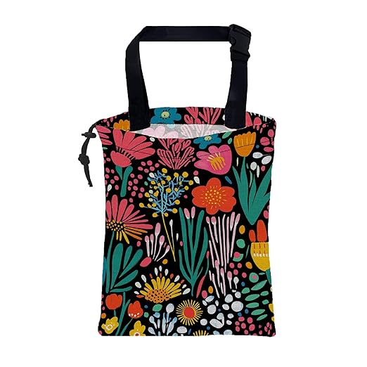 Car Garbage Bag Modern Flower and Green Leaves Hanging Canvas Car Trash Bag Drawstring Car Back Seat Organizer for Car Back Front Seat Console with Adjustable Buckle