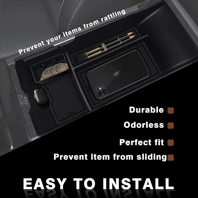 Muslogy Center Console Organizer Compatible with 2025 2026 Toyota Camry LE SE XLE XSE Accessories Middle Storage Box with Removable Coin Holder Insert Tray Interior Secondary Accessories (Black)