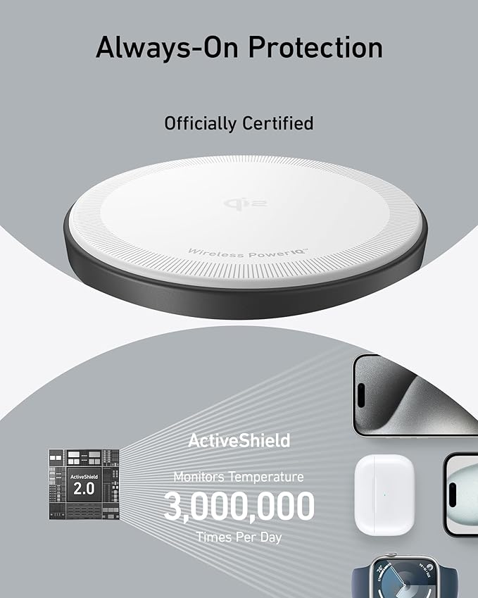 Anker MagSafe Charger Stand Compatible, iPhone 17 MagGo 3 in 1 Wireless Charging Station,Qi2 Certified 15W Wireless Charger, Desk Accessory, for iPhone 16/15/14/13 Series Apple Watch, AirPods
