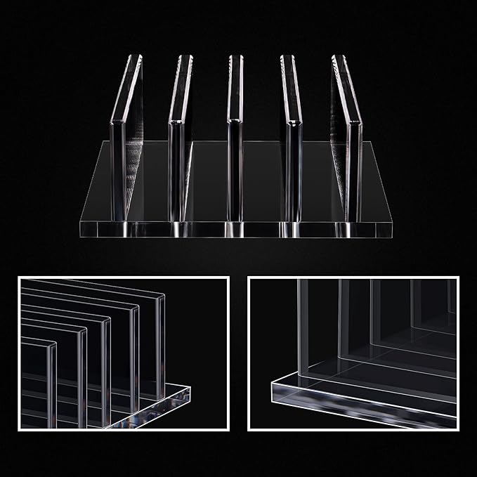 Frienda 1 Piece 4-Compartment Acrylic Vertical Laptop Stand, Can Accommodate with a Thickness of Less Than 2 cm, Fits Most Laptop (Clear)