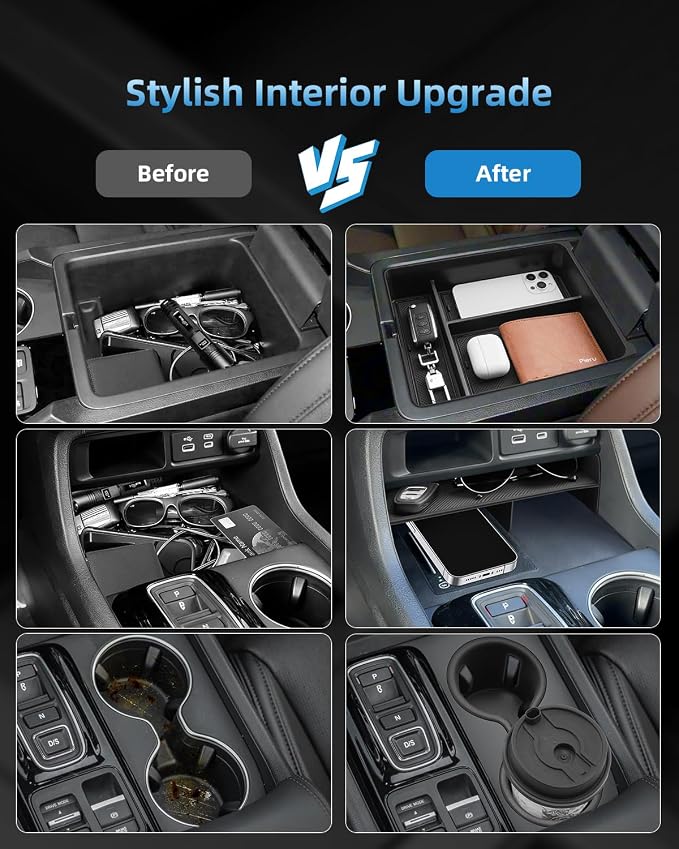 Center Console Organizer & Cup Holder for 2023-2025 Honda Pilot & 2026 Passport, 2023-2025 Honda Pilot/ 2026 Passport Interior Accessories 3-Piece Set