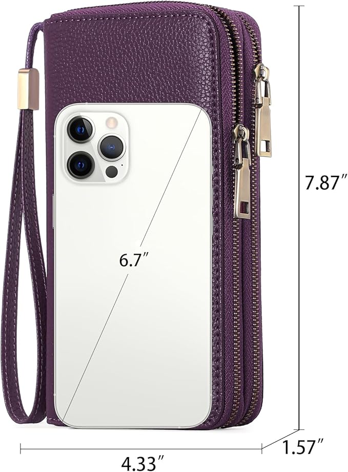 GAEKEAO Wallet for Women Clutch RFID Blocking Wristlet Leather Purse Large Capacity Credit Card Holder with Grip Hand Strap