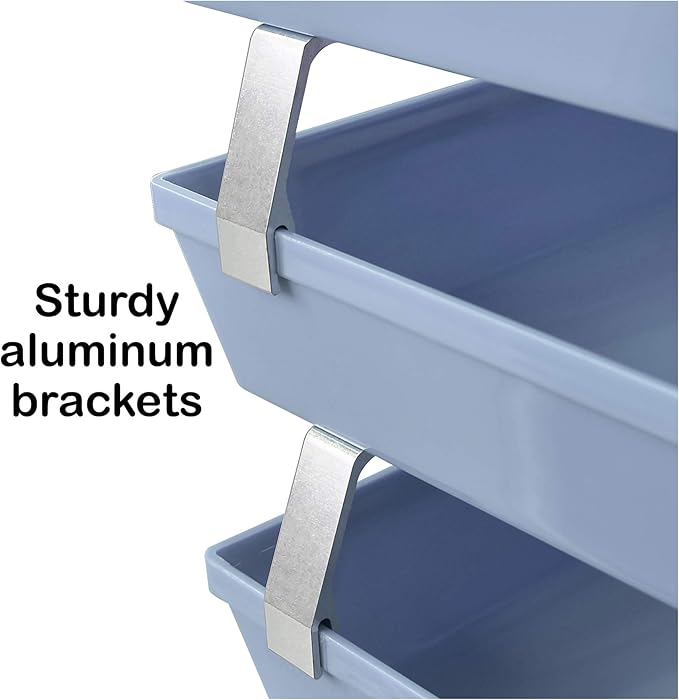 Acrimet 4 Tier Paper Letter Tray Side Load Letter Size, Office Desk File Document Organizer Plastic (Solid Blue)