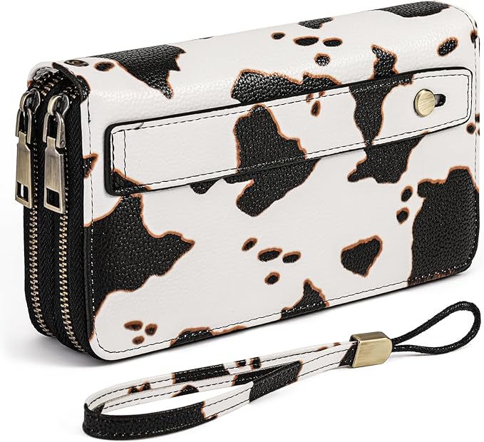 GAEKEAO Wallet for Women Clutch RFID Blocking Wristlet Leather Purse Large Capacity Credit Card Holder with Grip Hand Strap