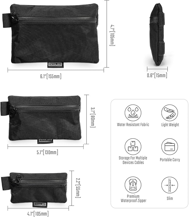 TACTICAL GEEK Storage A5 EDC Storage Pouch Set, Molle EDC Gadget Pouch, Multi-Functional Utility Small Tool Pocket for Daily Carry (Light Black)