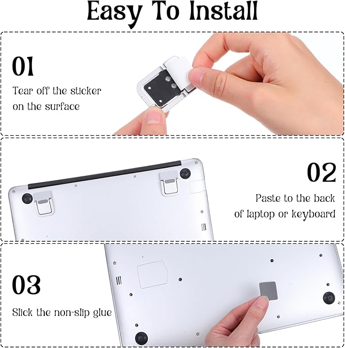 4PCS Portable Keyboard Riser Self Adhesive Laptop Stand Invisible Mini Computer Feet for Desk Computer Keyboard Stand Laptop Holder with Anti Slip Silicone(Sliver)
