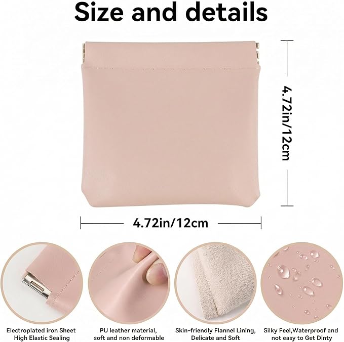 4 PCS Small Makeup Bag for Purse, Mini Portable Cosmetic Pouch for Women, Coin Purse Lipstick Cosmetic Accessories Organizer, Travel Storage Pouch, Pink