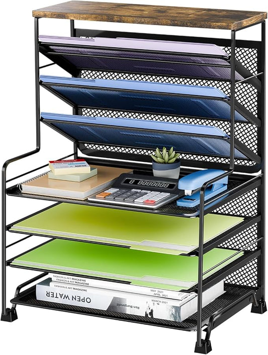 Simple Trending 7 Tier File Organizer and Office Desk Accessories for Office, Home or School, Black