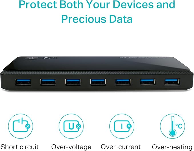 TP-Link Powered USB Hub 3.0 with 7 USB 3.0 Data Ports and 2 Smart Charging USB Ports. Compatible with Windows, Mac, Chrome & Linux OS, with Power On/Off Button, 12V/4A Power Adapter(UH720)