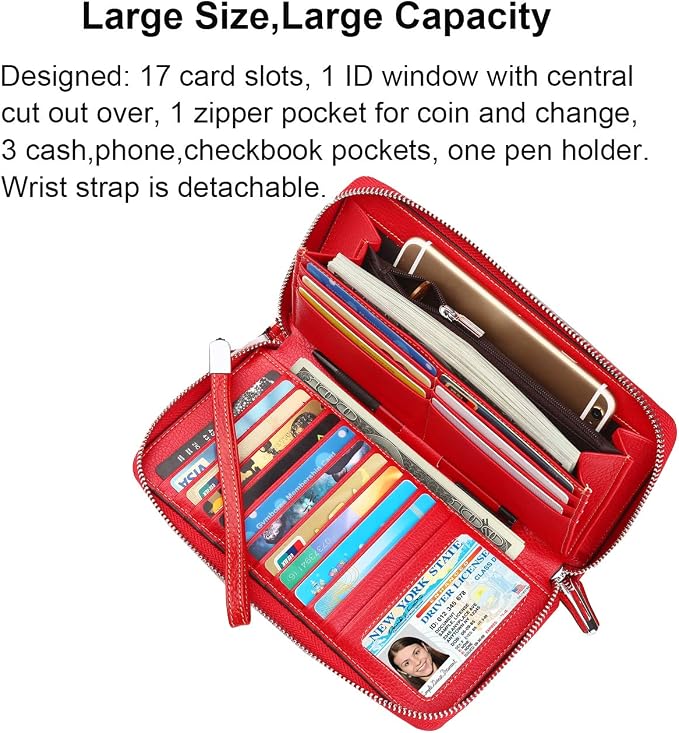 Lavemi Small Compact Women Wallet RFID Blocking Genuine Leather Bifold Purse with ID Windows