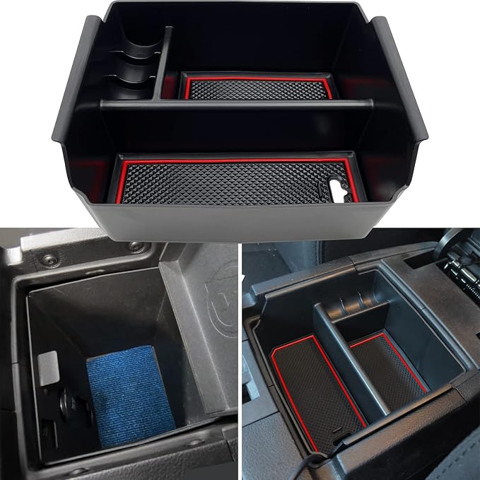 Compatible with Jeep Wrangler JK and JKU Accessories 2011-2018 Center Console Organizer Tray (Red)