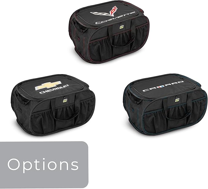 Smart Design Pop Up Chevy Trunk Organizer with Easy Carry Handles, Side Pockets, and Zipper Top - Collapsible Design - Holds 50 lbs. - Durable Fabric - 23 Inch - Home Organization - Chevrolet