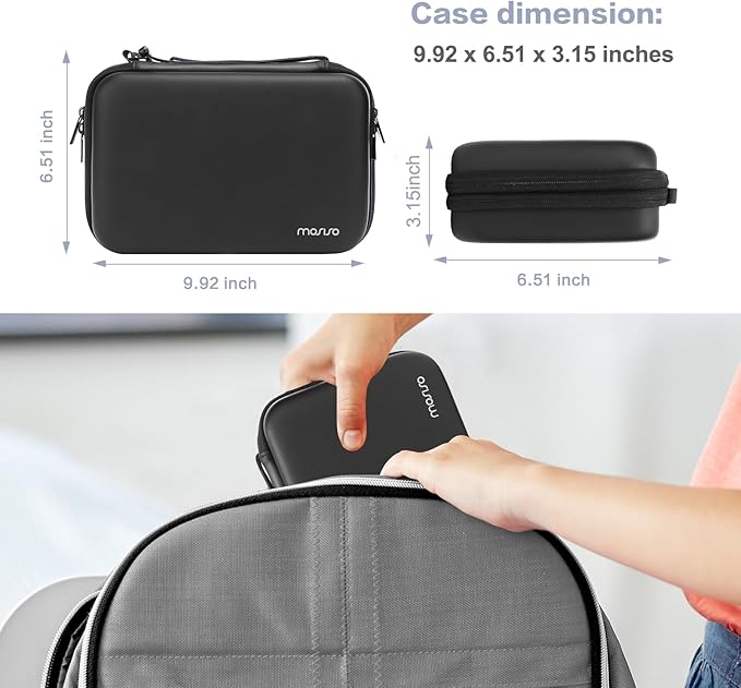 MOSISO Electronic Organizer Travel Case, Double Layer Accessories Case for Charger, Phone, Earphone, Mouse and Other Accessories, Waterproof Electronic Storage Bag with Handle, Black