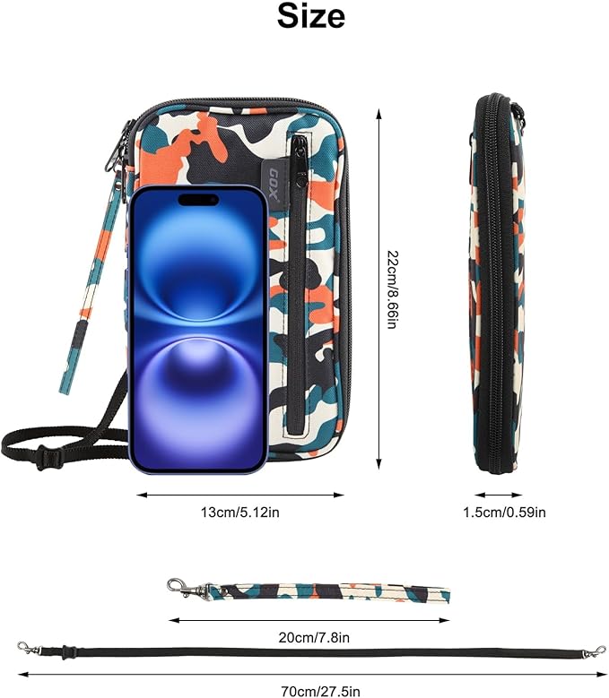 GOX Passport Holder for Travel Family RFID Neck Wallet for Traveling Women Travel Pouch for Passport and Documents with RFID Waterproof Zipper Passport Case (Multicolor)