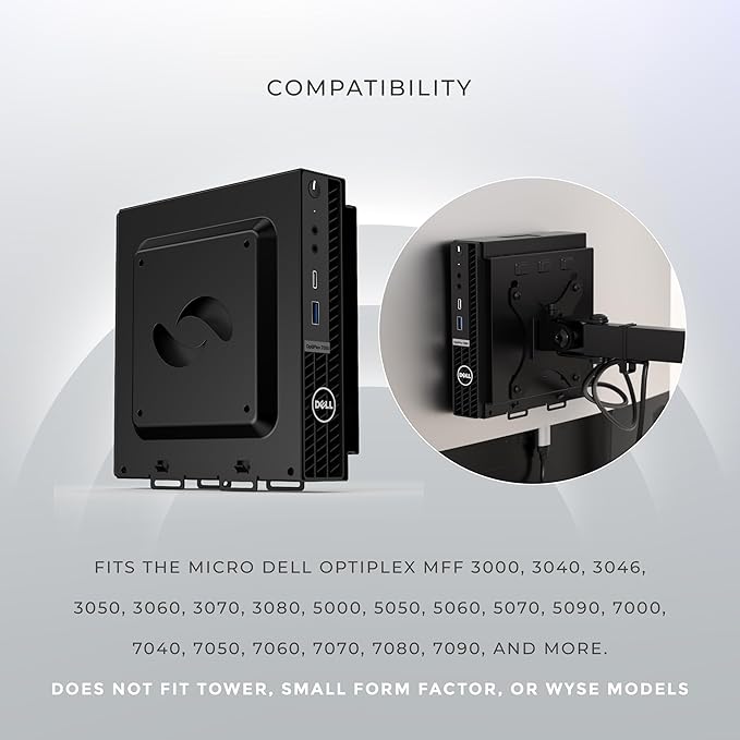 HumanCentric Dual VESA Mount Compatible with Dell OptiPlex Micro Mount, Supports VESA Dell Micro Mount Using Monitor Arm Wall Mount 100x100mm, Power Supply Holder Sold Separately, Part 101-2110