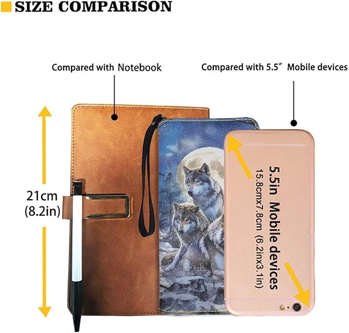 Bulopur Wolf Moon Wallet for Women Personalized Gifts for Mom PU Leather Credit Card Holder Money Long Wallet with Wristlet Large Capacity Zip-Around Phone Purse for Ladies Girly