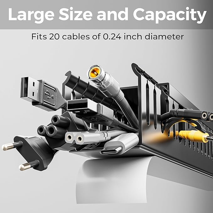 Yecaye 62.8in(4x15.7in) Cable Raceway, Large Under Desk Cable Management for Server Rack Wire Raceway, Wire Management Tray, Cord Organizer for Gaming Desk, Black