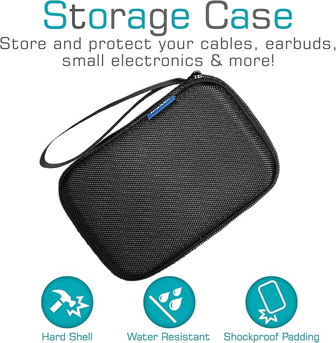 Maxell Hard Shell Small Storage Case: Keep Your Accessories Organized and Safe with Mesh Pockets, Elastic Loop, and Zipper Pocket - Ideal for Powerbanks, Cables, and Earbuds (Pack of 2)