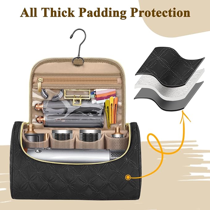 Mancro Travel Storage Case Organizer Compatible with Dyson Airwrap, Hair Dryer, 4 Curling Barrels, 2 Smoothing Brushes, Volumizing Brush, Lightweight Travel Carrying Case for Hair Curler Accessories