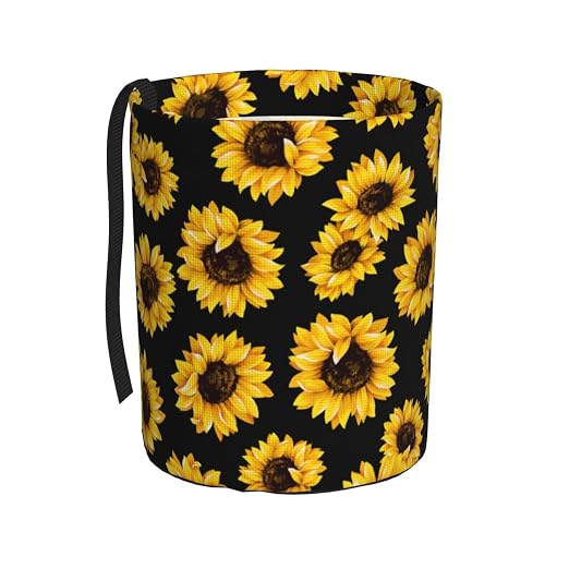 Car Garbage Bag Abstract Yellow Sunflower Mini Car Trash Bin Portable Collapsible Waterproof Rubbish Bag for Car Accessories Back Front Seat Cup Holder