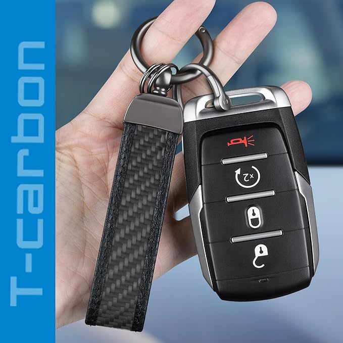 Real Carbon Fiber Car Keychain Minimalist Leather Edges Key Chain Holder Keychains Replacement Keychain Car Key Accessories