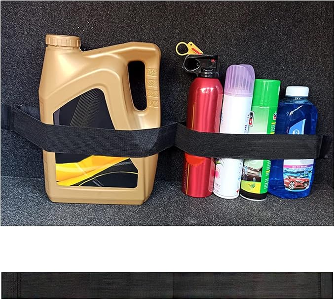 Elastic Car Trunk Organizer Straps with Hook and Loop Tape+2 "Pocket,20"/27.5"/31.5''Car Organizers,Organize the Cluttered Trunk Keeps Items from Rolling Around（31.5inch Long）