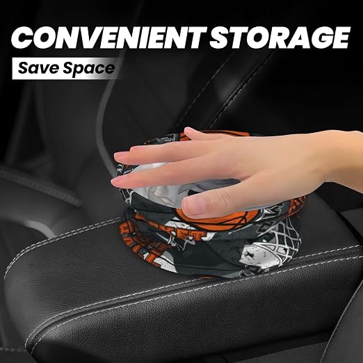 Small Car Trash Can, Cool Basketball Design Hanging Foldable Car Trash Bag, Waterproof Leakproof Garbage Bin, Car Interior Organizer Accessories