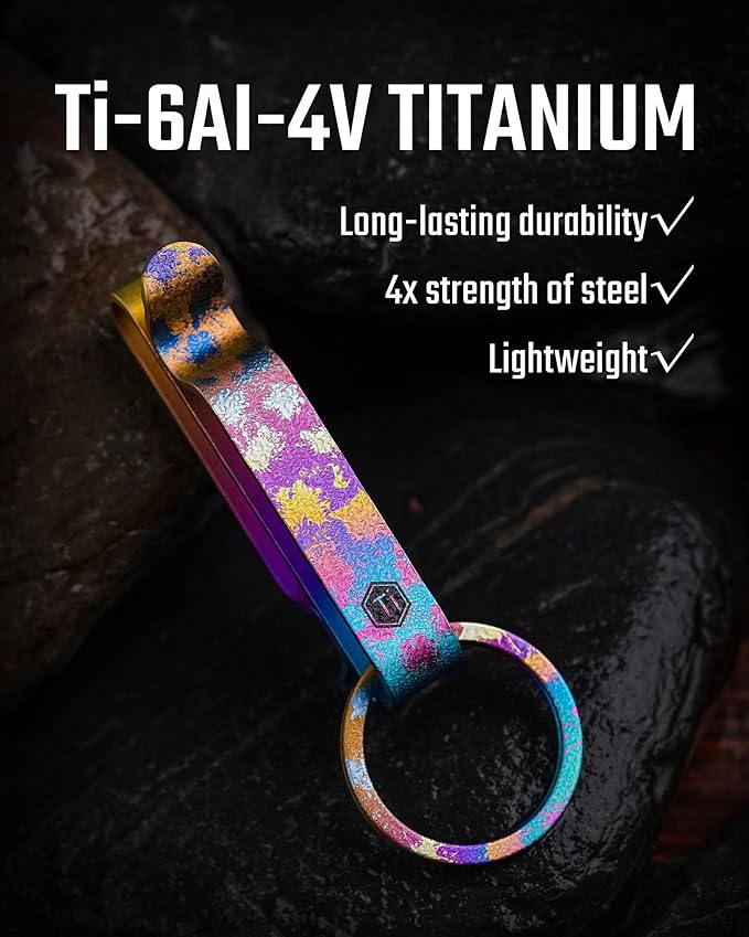 KeyUnity KM00 Titanium Belt Loop Keychain Clip Double Side Quick Release Key Holder with Detachable Key Ring