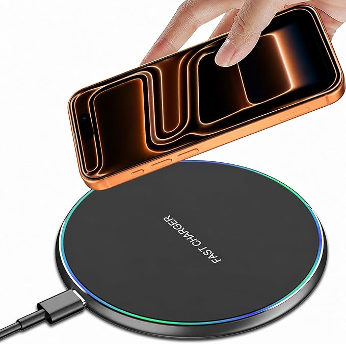 Wireless Charger Compatible with iPhone 17 16 15 14 13 12 11 Pro Max/Mini/Plus/XR/X/8, 15W Max Fast Wireless Charging Pad Mat for Samsung Galaxy S23/S22/S21/S20/S10, Galaxy Buds