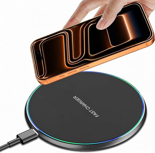 Wireless Charger Compatible with iPhone 17 16 15 14 13 12 11 Pro Max/Mini/Plus/XR/X/8, 15W Max Fast Wireless Charging Pad Mat for Samsung Galaxy S23/S22/S21/S20/S10, Galaxy Buds