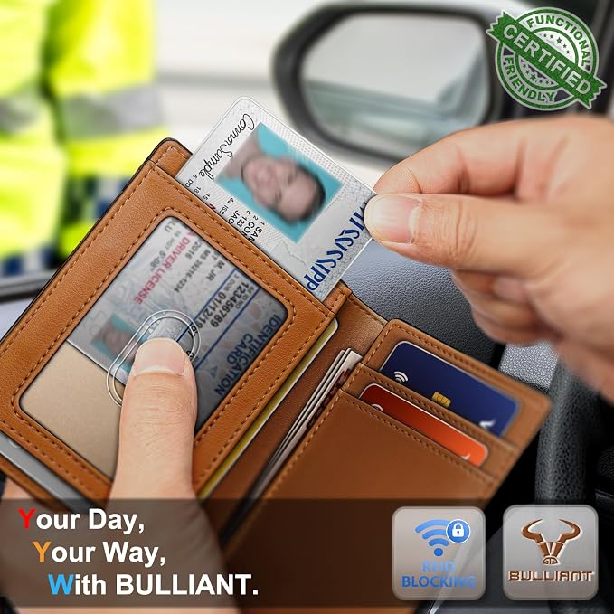 BULLIANT Slim Wallet For Men 12Cards,Magnetic Flip Build-in Money Clip Airtag Compatible-RFID Blocking