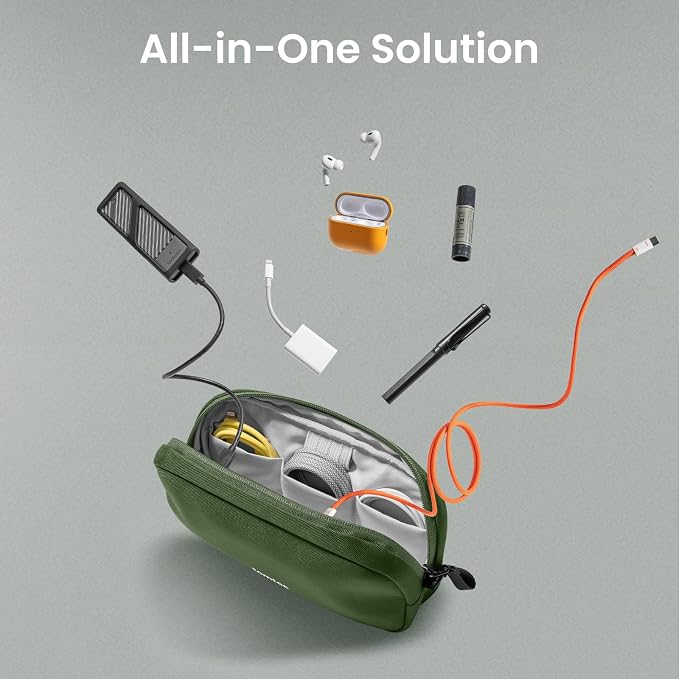tomtoc Electronics Organizer Travel Case, Water Resistant Travel Bag Cable Organizer for Essentials, Tech Pouch Accessories Carry Storage for Cord, Phone, Cables, Airpods, USB Flash Drive, Daily Items