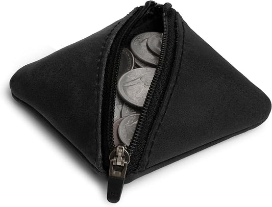Hide & Drink, Slash Zippered Pouch, Change Holder, and Storage for Pocket and Purse Organization with Zipper, Full Grain Leather, Handmade (Charcoal Black)