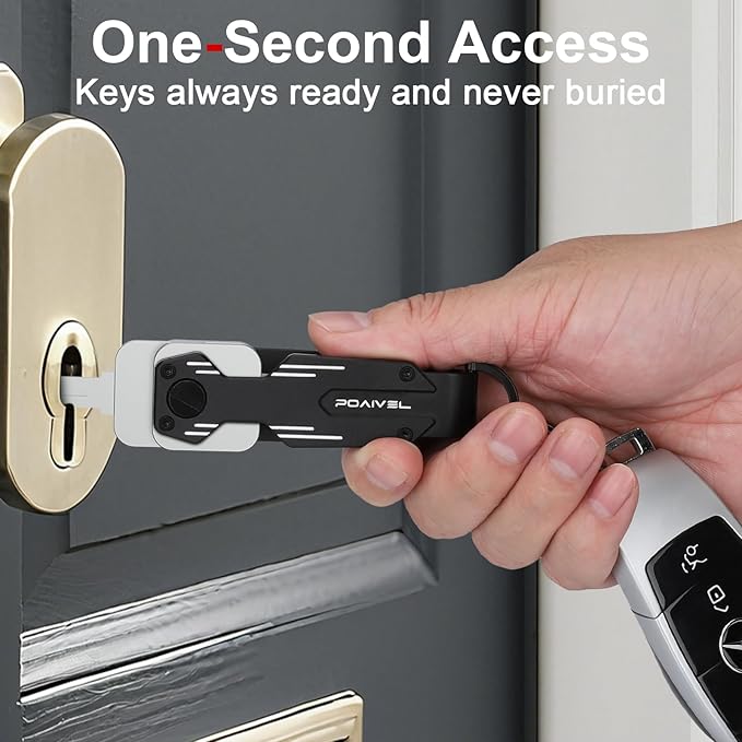 Key Organizer for Keychain, Key Holder with Pocket Clip & Carabiner, Key Rings for Car Keys, Key Case up to 6 Keys