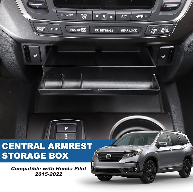 Center Console Organizer Tray Center Drawer Storage Box Suitable for Honda Pilot 2015-2022 Ridgeline 2017-2023 Customized Hidden Drawer Storage Box Car AC Under Panel Storage Box