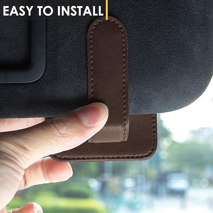 Model Y Sunglass Holder Clip Compatible with Tesla Model Y Juniper Interior Accessories Organizer Eyeglass Hanger Visor Ticket Card Decor Sunglasses Holders Part De Decorations (Brown)
