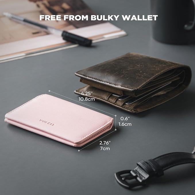 VULKIT Slim Minimalist Card Holder RFID Blocking Leather Credit Card Holder Front Pocket Wallet Magnetic Closure