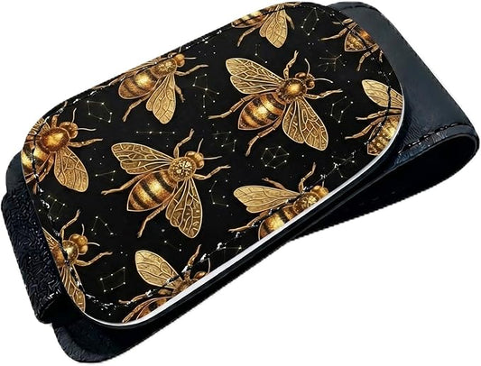 Bee Car Sunglasses Holder Magnetic Leather Glasses Clip For Car Sun Visor Cute Bumble Bee Cars Accessories Eyeglass Hanger Organizer Universal Visor Clip For Women And Men Gifts Decor
