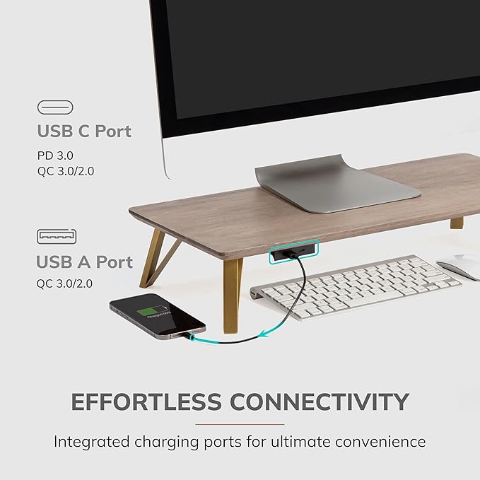 Anji Mountain Monitor Stand - Desktop Organizer & Laptop Riser, Ergonomic Monitor Riser, Space-Saving Monitor Stand for Desk, Durable Construction, Easy Assembly, Ideal for Home & Office,Biscotti