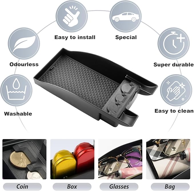 SKTU Compatible with 2023 2024 2025 Cadillac XT4 Center Console Organizer for 2020 2021 2022 2023 2024 2025 Cadillac XT4 Accessories Insert ABS Materials Tray 2024 2025 XT4 Armrest Storage Box
