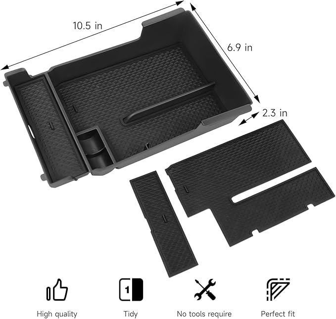 Center Console Organizer Tray Compatible with Mazda 3 Accessories 2019-2025 2026 Armrest Storage Box ABS Console Insert Tray Container
